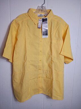 VTG New Old Stock Jordache Yellow Button Down Shirt Womens 42/22W Short Sleeve